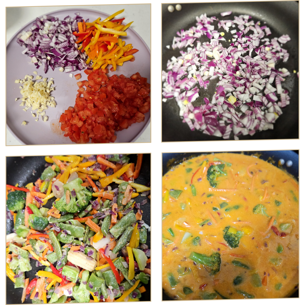 Red Thai Curry with Rice Cooking Steps