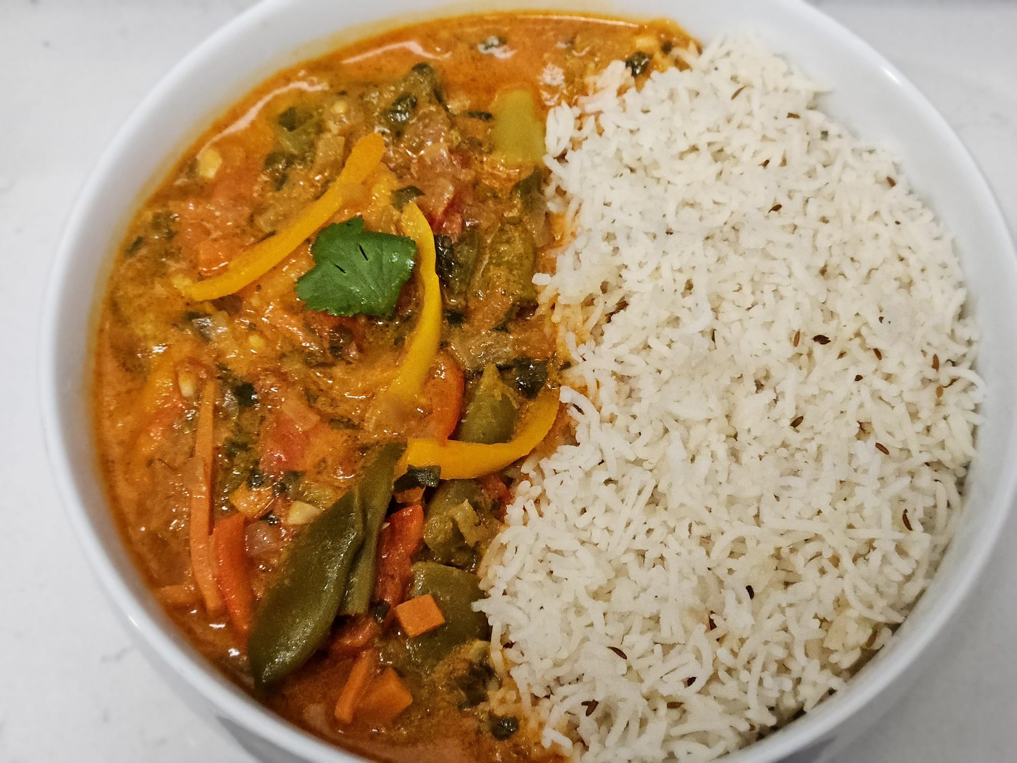 Vegetarian red thai curry with rice